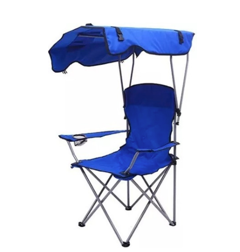 Silla para playa con protección solar con toldo plegable Azul y Verde