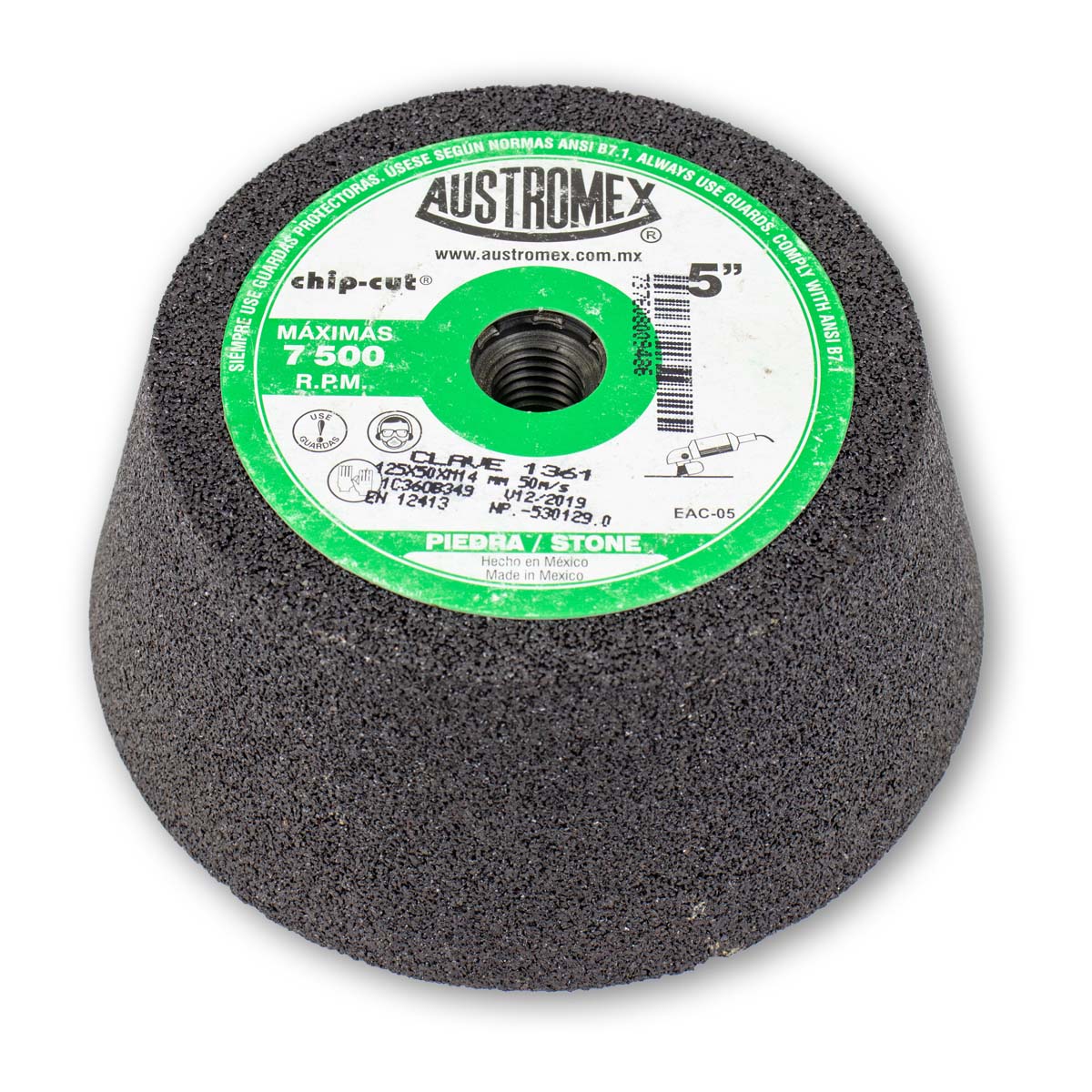 Copa Abrasiva De Piedra Kreator Acabad Medio De 5" Barreno M14-2