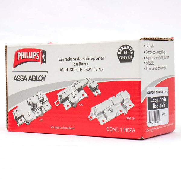 Cerradura Sobreponer Barra Izquierda Cromo Philips