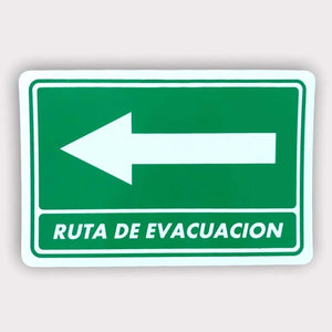 Señalización flecha de ruta de evacuación