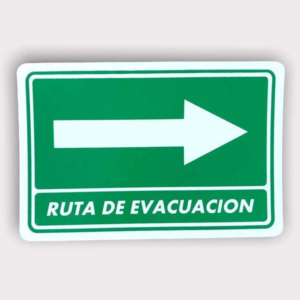 Señalización flecha de ruta de evacuación